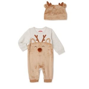 Holiday Time Baby Romper and Hat Christmas Set NEW - Please Bundle!!